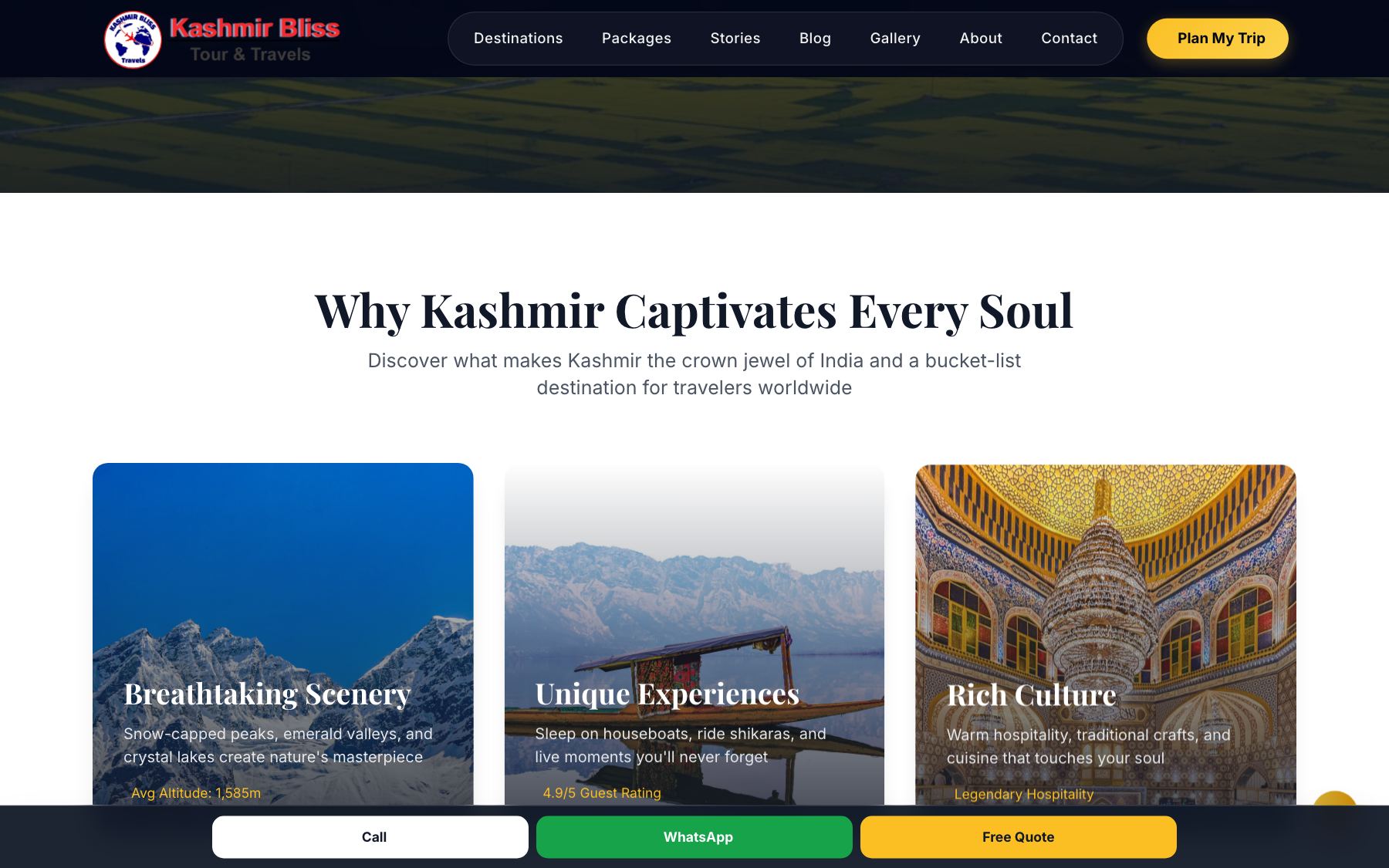 Kashmir Bliss Travels page detail